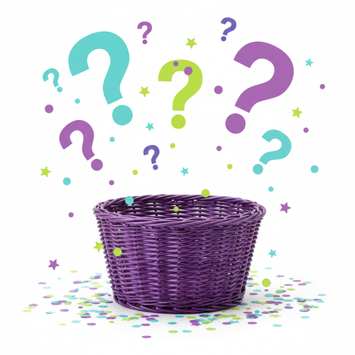 Empty basket with question marks